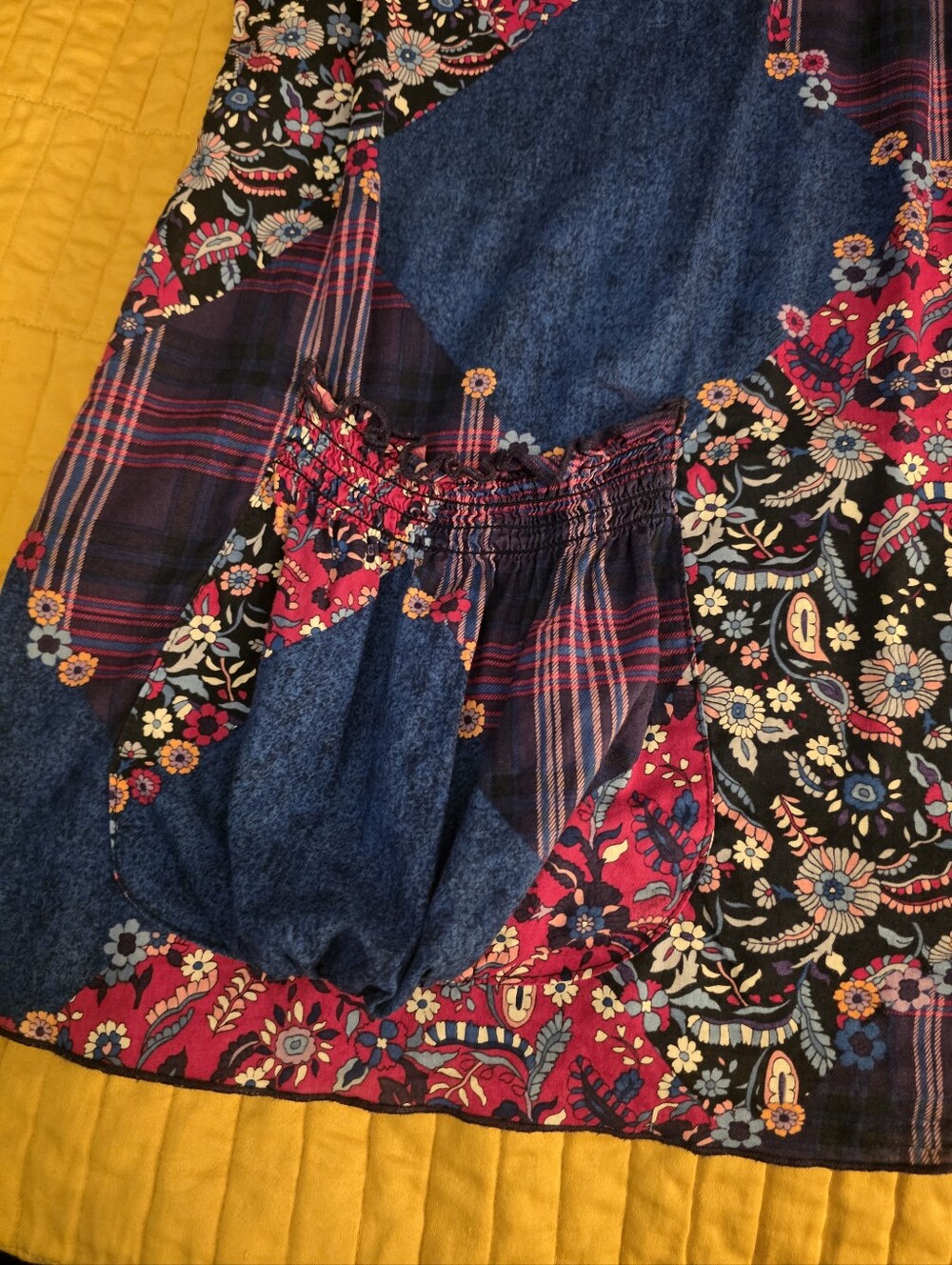 Koi Womens Patchwork Floral Paisley Tunic Scrib Top - Blue & Hot Pink - Picture 6 of 6